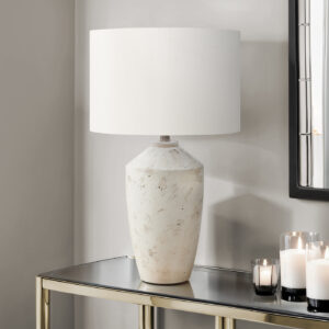 Lighting, 25"H, Table Lamp, Ivory Concrete, Ivory / Cream Shade, Contemporary, Modern