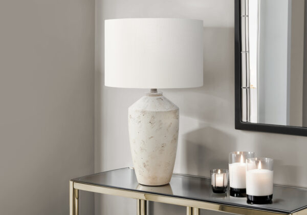 Lighting, 25″H, Table Lamp, Ivory Concrete, Ivory / Cream Shade, Contemporary, Modern