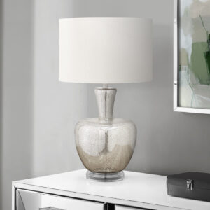 Lighting, 26"H, Table Lamp, Silver Glass, Ivory / Cream Shade, Contemporary, Modern