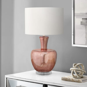Lighting, 26"H, Table Lamp, Dusty Rose Glass, Ivory / Cream Shade, Contemporary, Modern