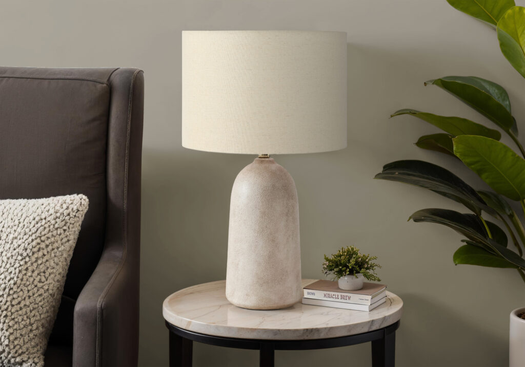 Lighting, 27″H, Table Lamp, Beige Ceramic, Beige Shade, Contemporary, Modern