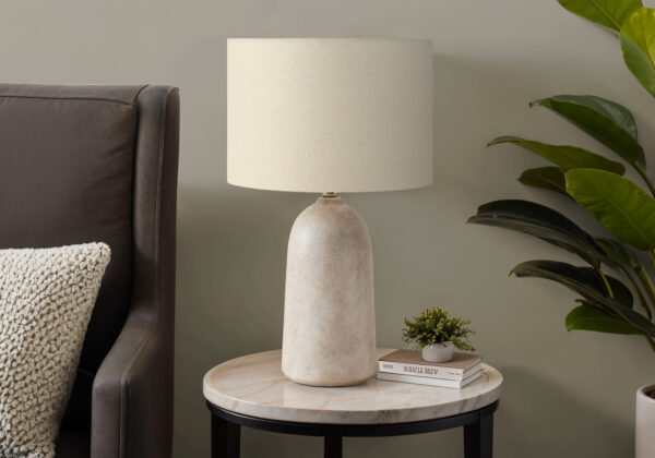 Lighting, 27″H, Table Lamp, Beige Ceramic, Beige Shade, Contemporary, Modern