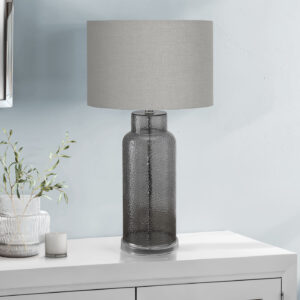 Lighting, 28"H, Table Lamp, Grey Glass, Grey Shade, Contemporary, Modern