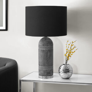 Lighting, 28"H, Table Lamp, Grey Resin, Black Shade, Contemporary, Modern
