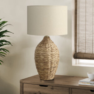 Lighting, 30"H, Natural Rattan, Beige Shade, Transitional