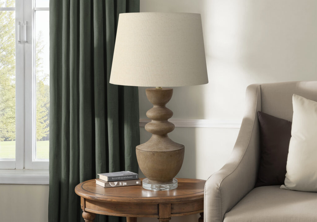 Lighting, 28″H, Table Lamp, Brown Resin, Beige Shade, Transitional