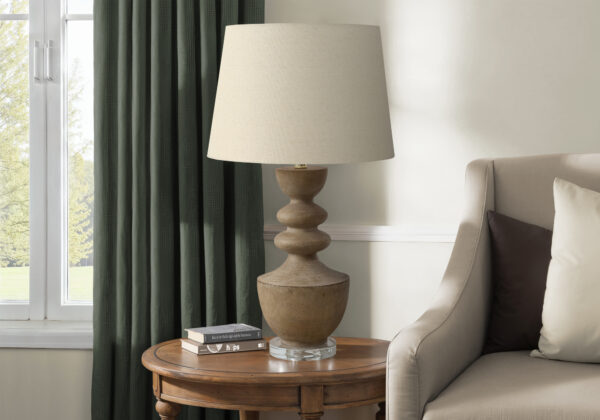 Lighting, 28″H, Table Lamp, Brown Resin, Beige Shade, Transitional