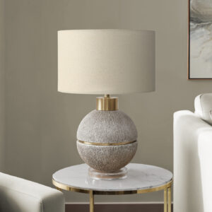 Lighting, 26"H, Table Lamp, Brown / Gold Resin, Beige Shade, Contemporary, Modern