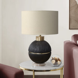 Lighting, 26"H, Table Lamp, Black / Gold Resin, Beige Shade, Contemporary, Modern