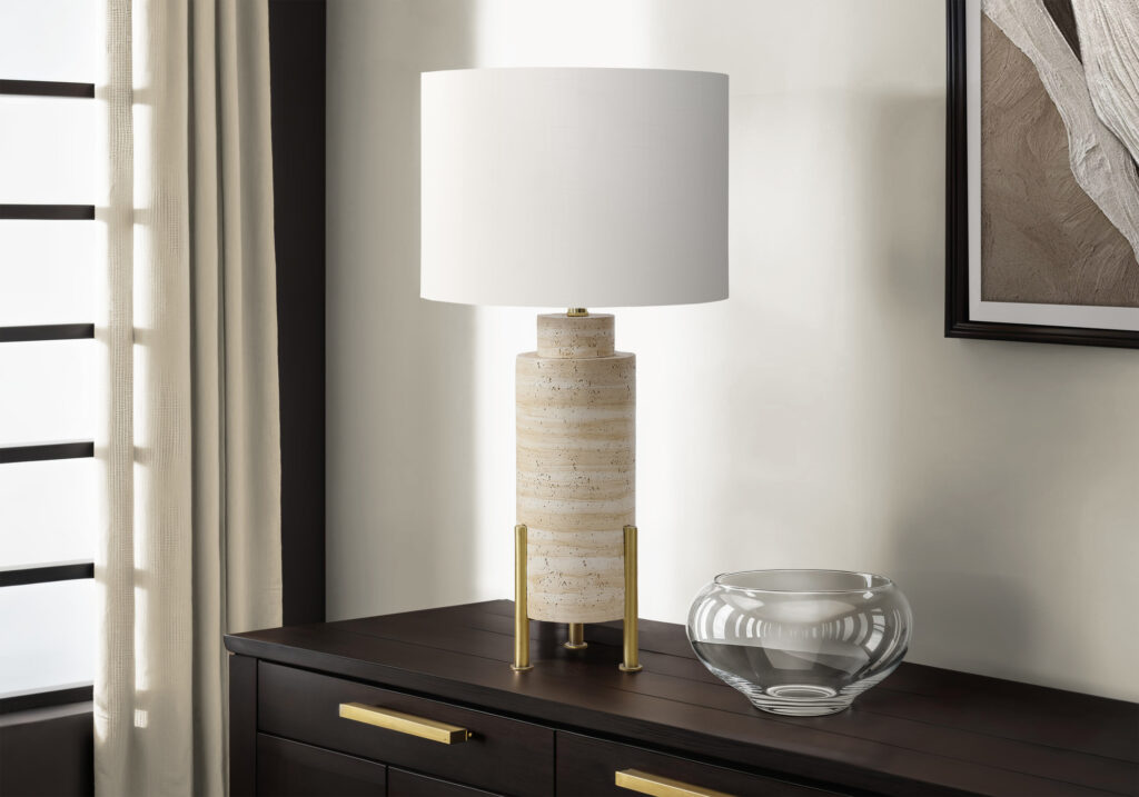 Lighting, 30″H, Table Lamp, Beige Resin, Ivory / Cream Shade, Transitional