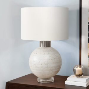 Lighting, Table Lamp, 27"H, Beige Resin, Ivory / Cream Shade, Contemporary