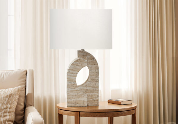 Lighting, 28″H, Table Lamp, Beige Resin, Ivory / Cream Shade, Contemporary