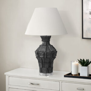 Lighting, 28"H, Table Lamp, Black Resin, Ivory / Cream Shade, Contemporary, Modern