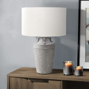 Lighting, 28"H, Table Lamp, Grey Ceramic, Ivory / Cream Shade, Transitional
