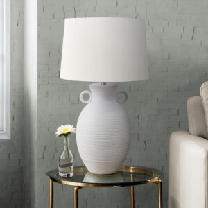 Lighting, 30"H, Table Lamp, White Ceramic, Ivory / Cream Shade, Transitional