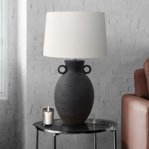 Lighting, 30"H, Table Lamp, Black Ceramic, Ivory / Cream Shade, Transitional