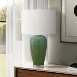 Lighting, 29"H, Table Lamp, Green Ceramic, Ivory / Cream Shade, Contemporary, Modern