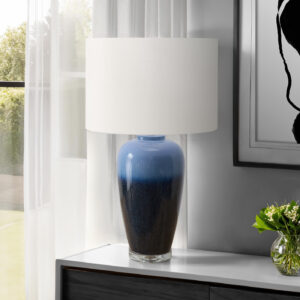 Lighting, 29"H, Table Lamp, Blue Ceramic, Ivory / Cream Shade, Contemporary, Modern