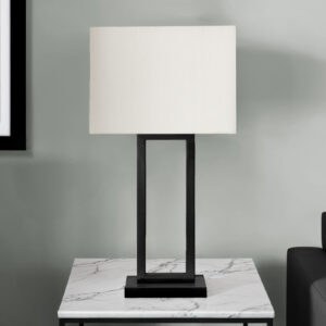 Lighting, Table Lamp, Usb Port Included, 28"H, Black Metal, Ivory / Cream Shade