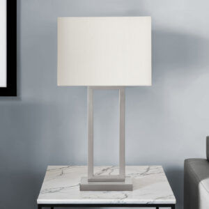 Lighting, Table Lamp, Usb Port Included, 28"H, Nickel Metal, Ivory / Cream Shade, Contemporary, Modern