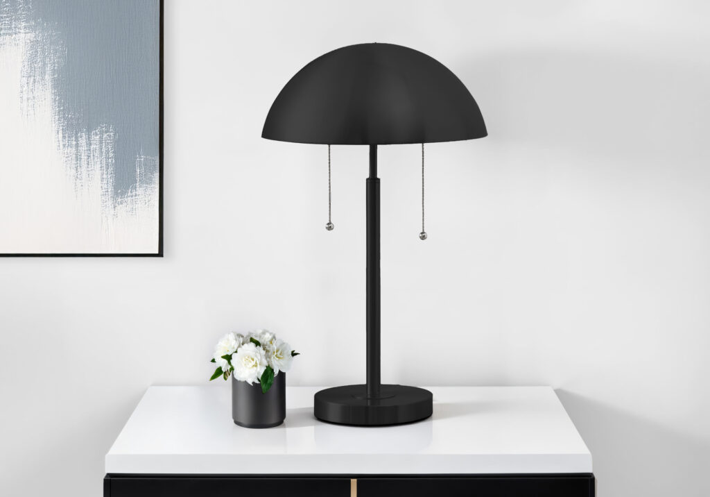 Lighting, 20″H, Table Lamp, Black Metal, Contemporary