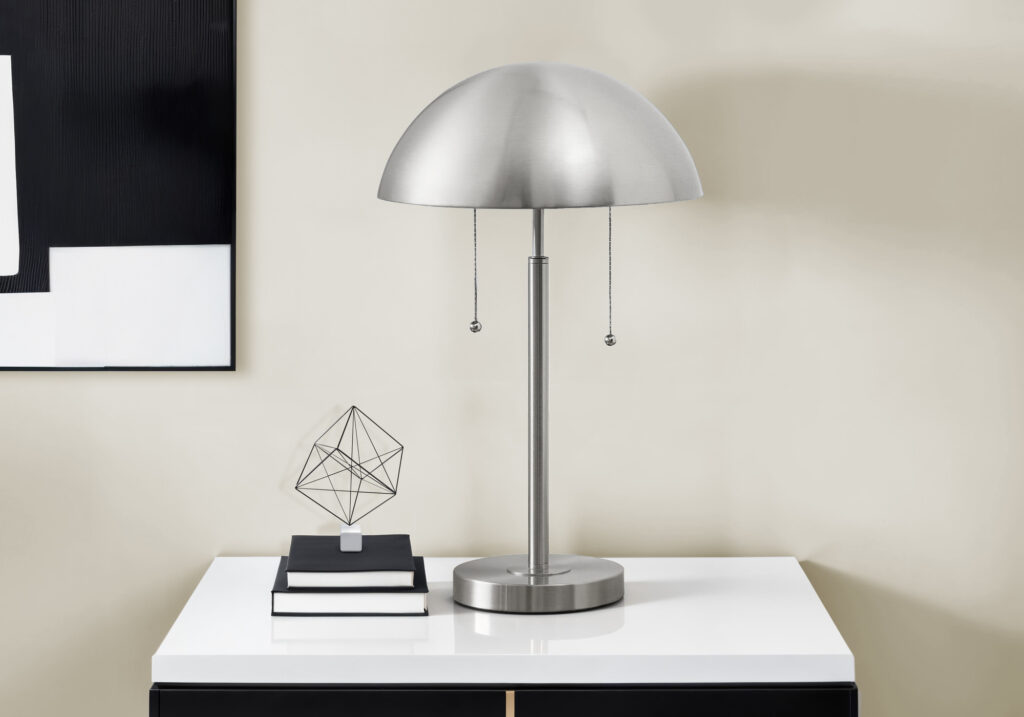 Lighting, 20″H, Table Lamp, Silver Metal, Contemporary, Modern