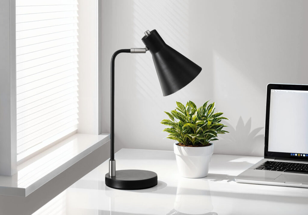 Lighting, 17″H, Table Lamp, Black Metal, Silver Metal, Contemporary