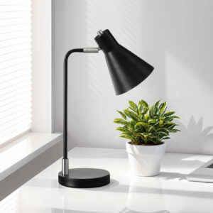 Lighting, 17"H, Table Lamp, Black Metal, Silver Metal, Contemporary