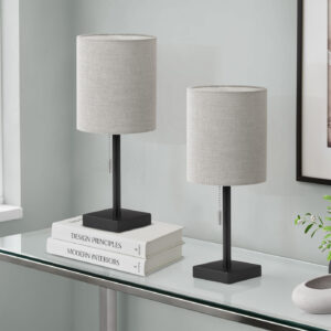Black grey metal 2-piece table lamp lighting