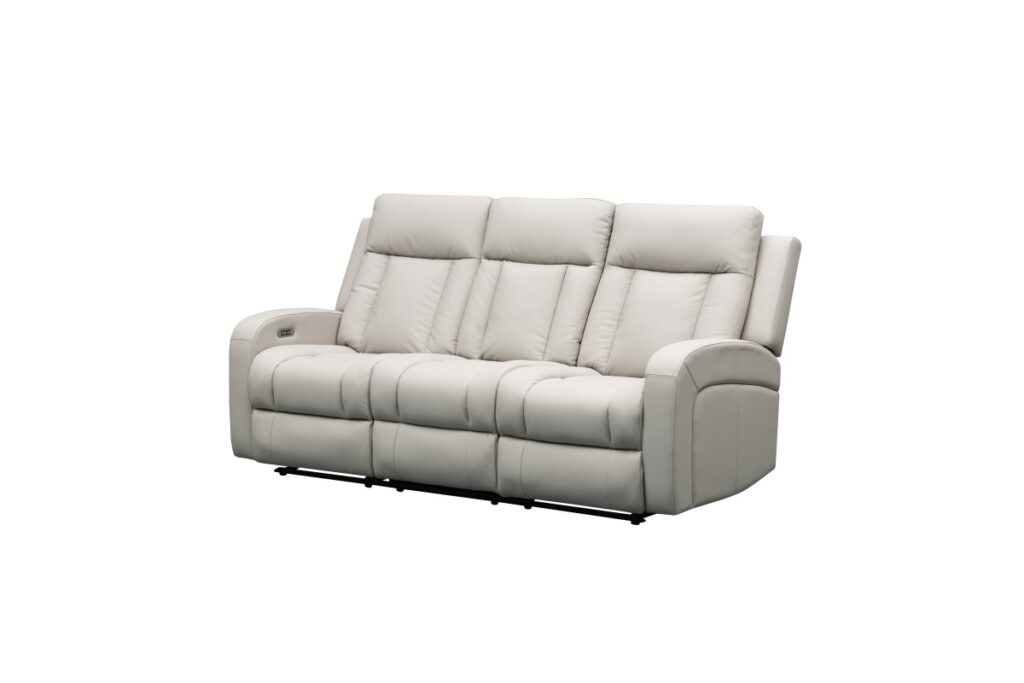 Beige power recliner sofa