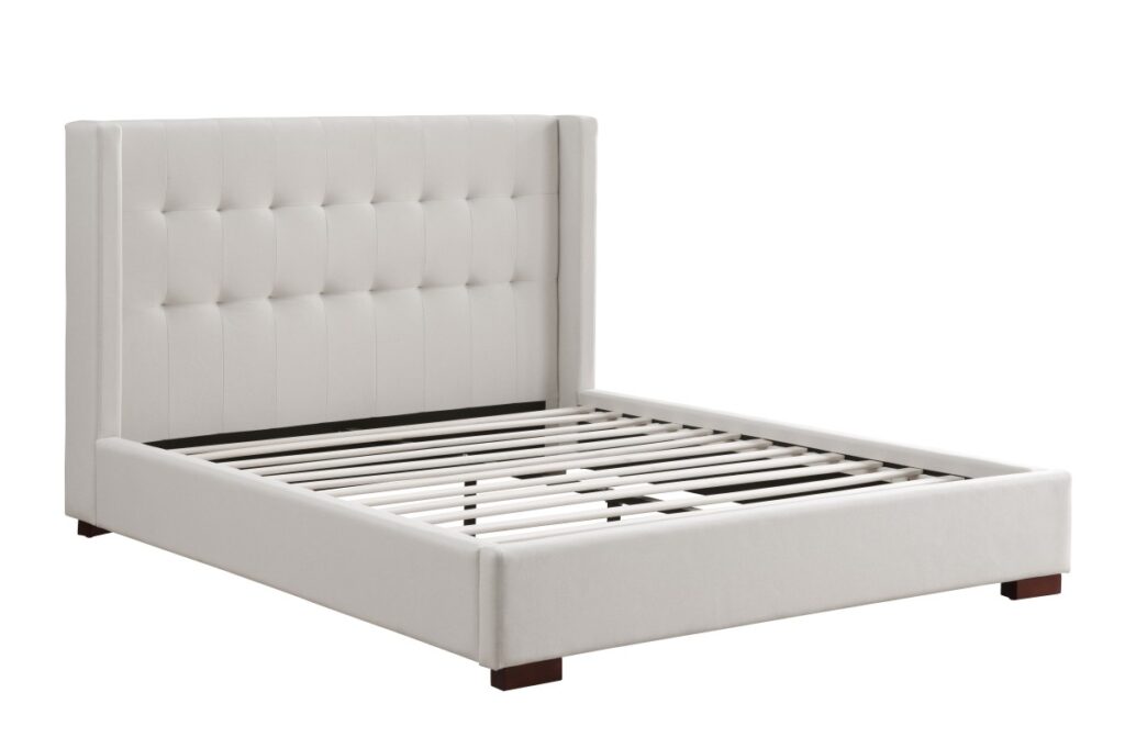Beige queen bed frame