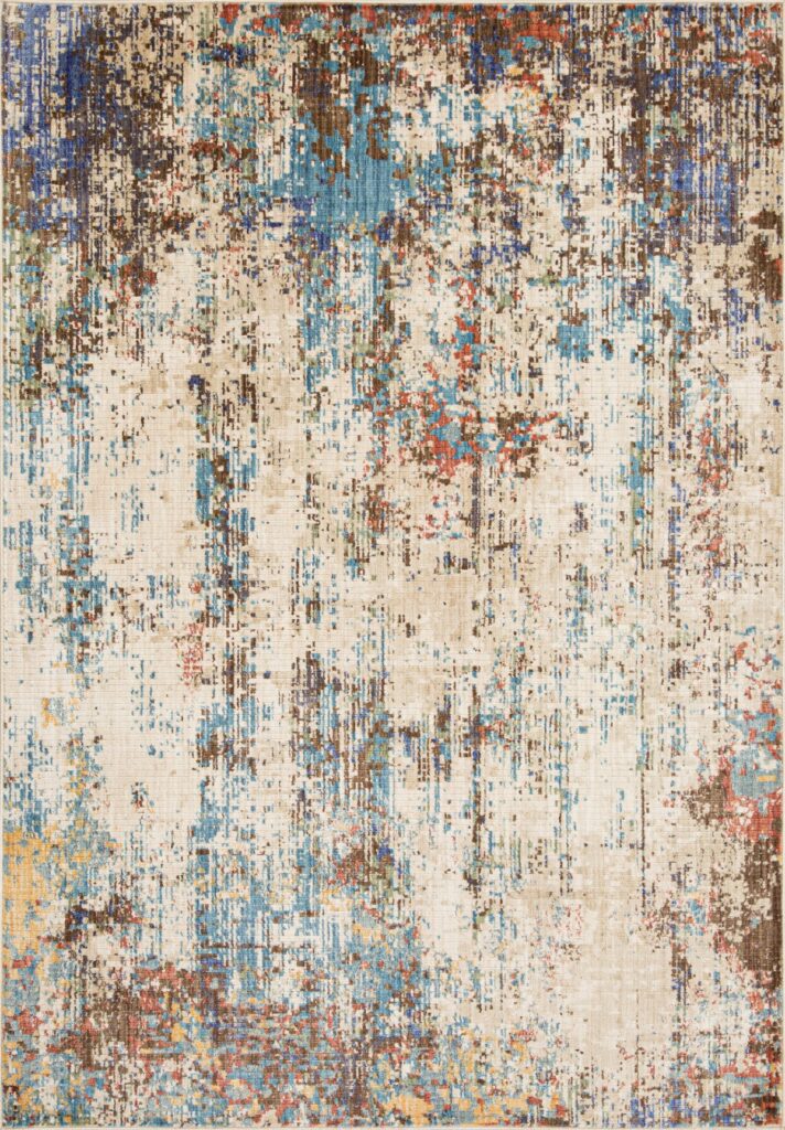 Cream, taupe and blue 7×9 area rug