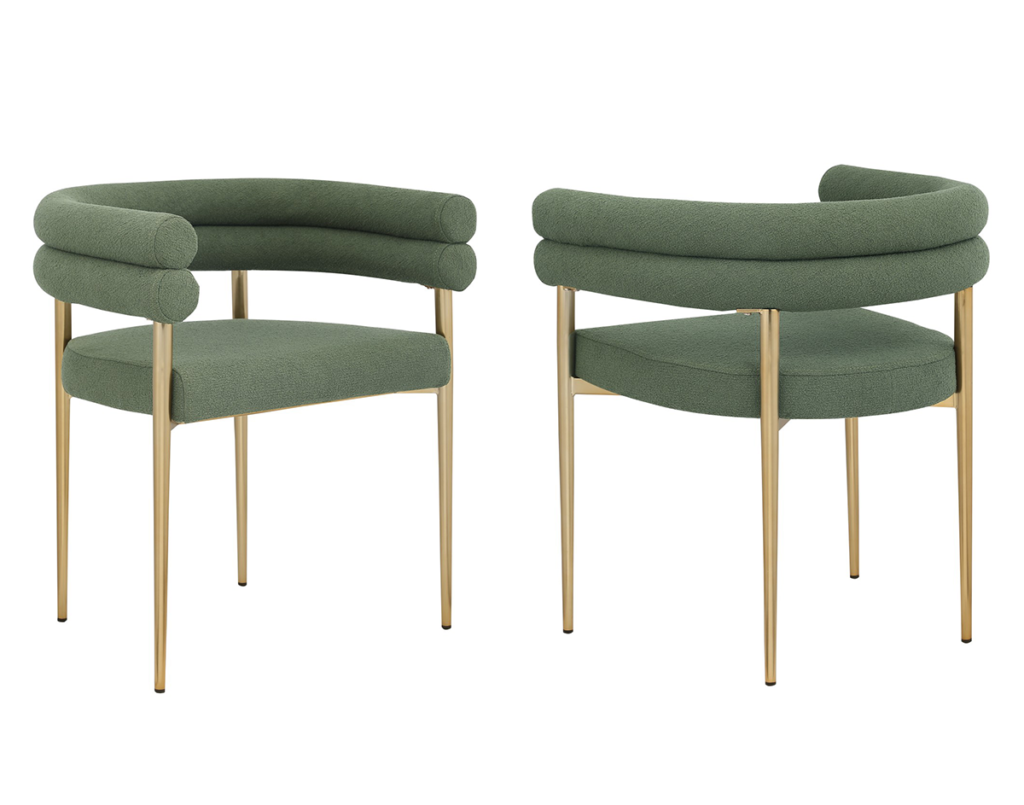 Dining chair, set of 2, green gold
