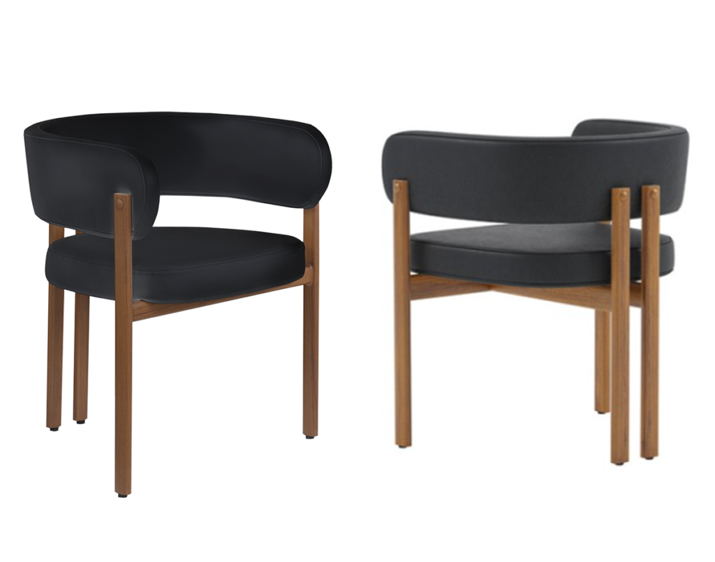 Black and walnut dining chair, set of 2