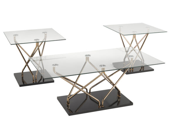 Black and rose gold 3-piece coffee table set