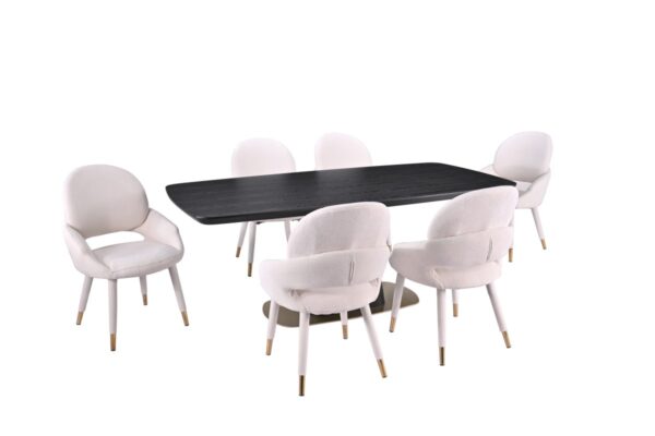 Black and beige 7-piece dining set