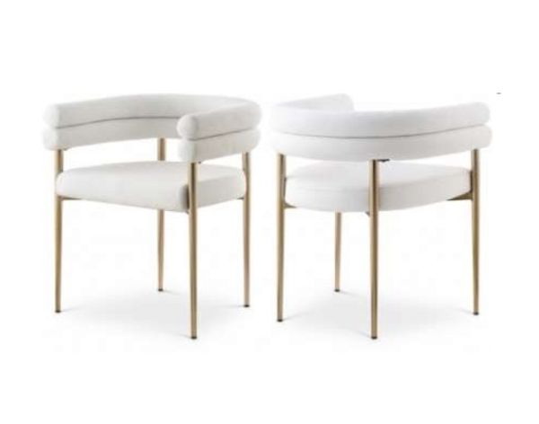 Dining chair, set of 2, cream gold