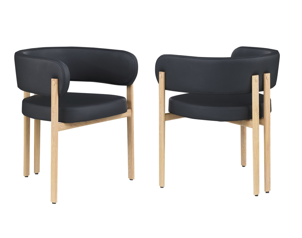Black and oak dining chair, set of 2