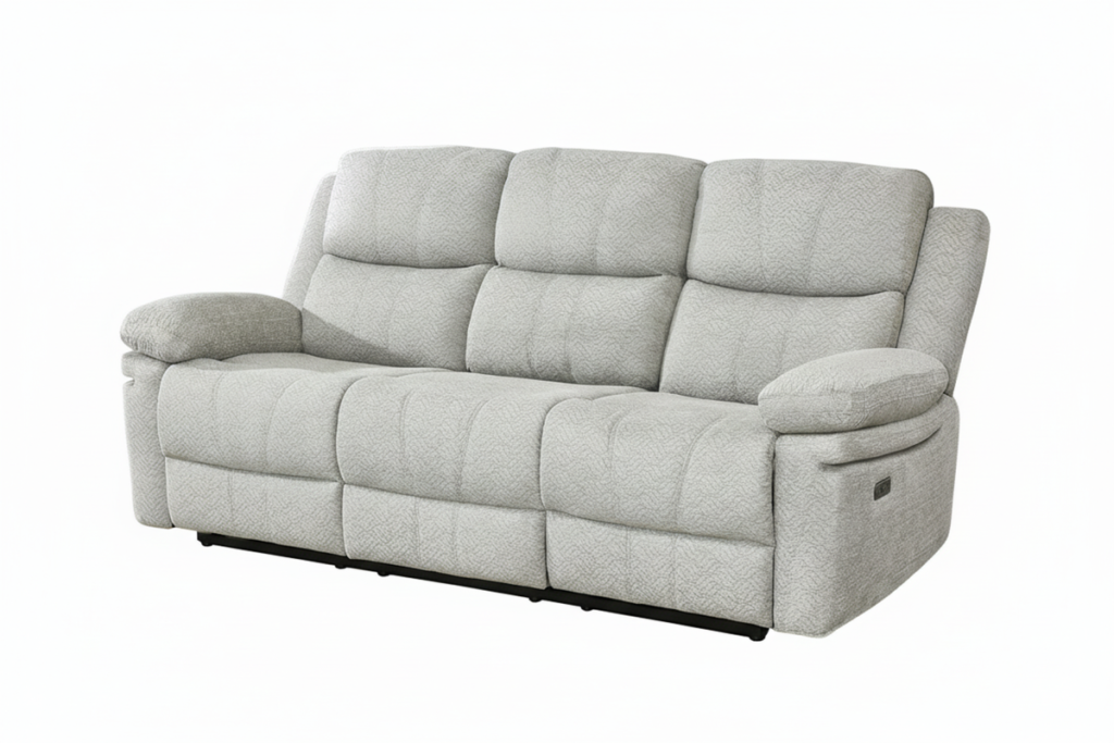 Beige power recliner sofa