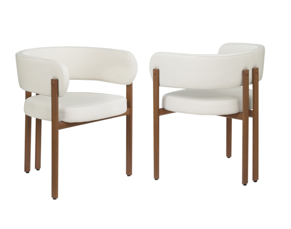 Cream and walnut dining chair, set of 2
