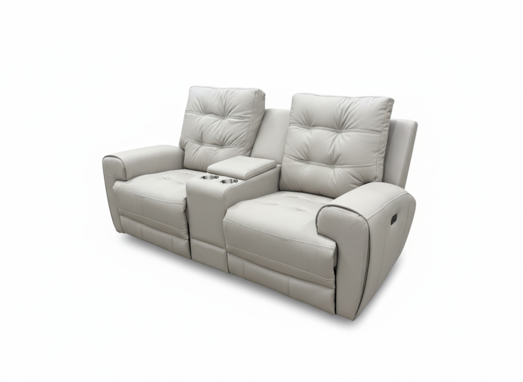 Taupe power recliner love seat