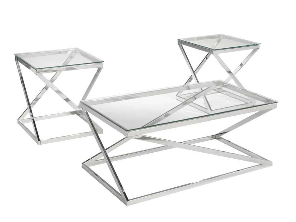 Silver 3-piece coffee table set