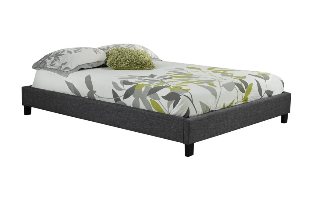 Grey queen platform bed frame