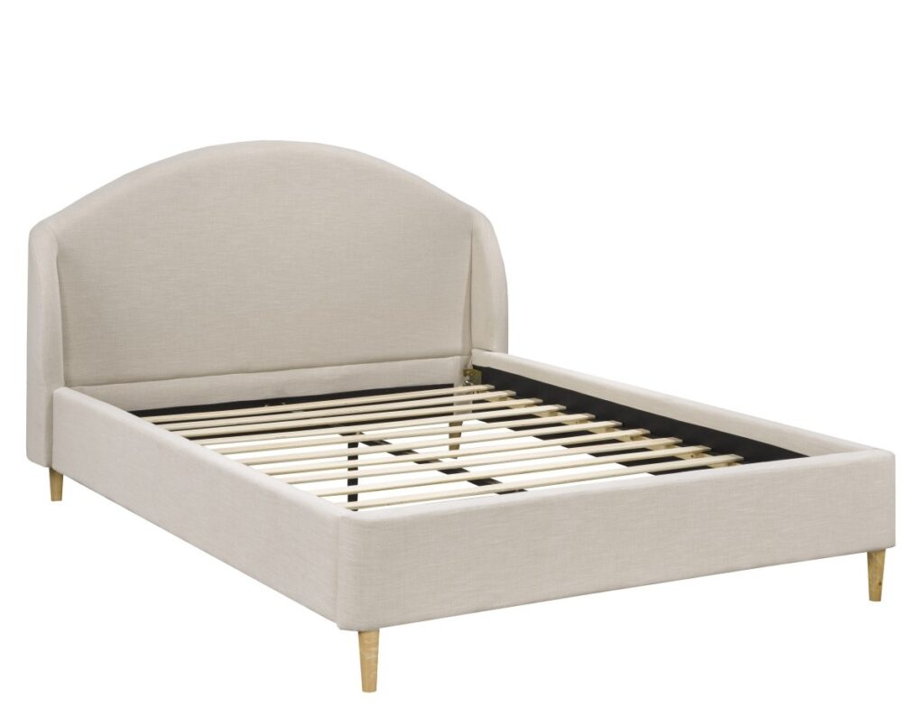 Beige queen platform bed