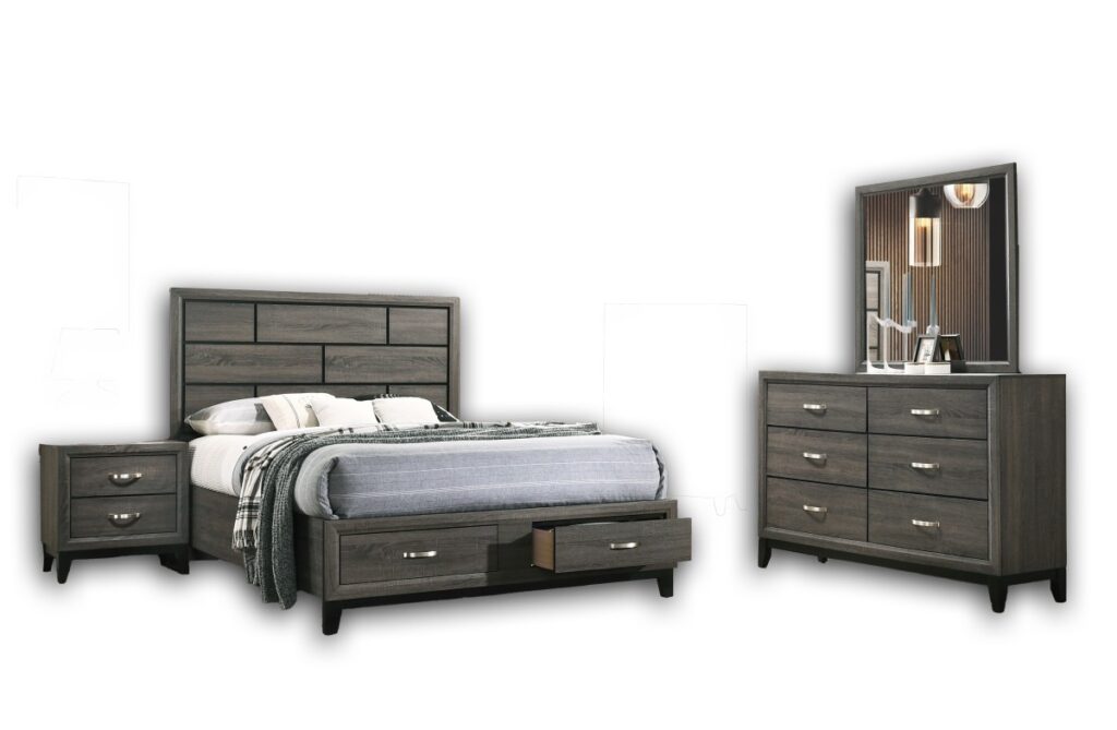 Grey queen 7-piece bedroom set