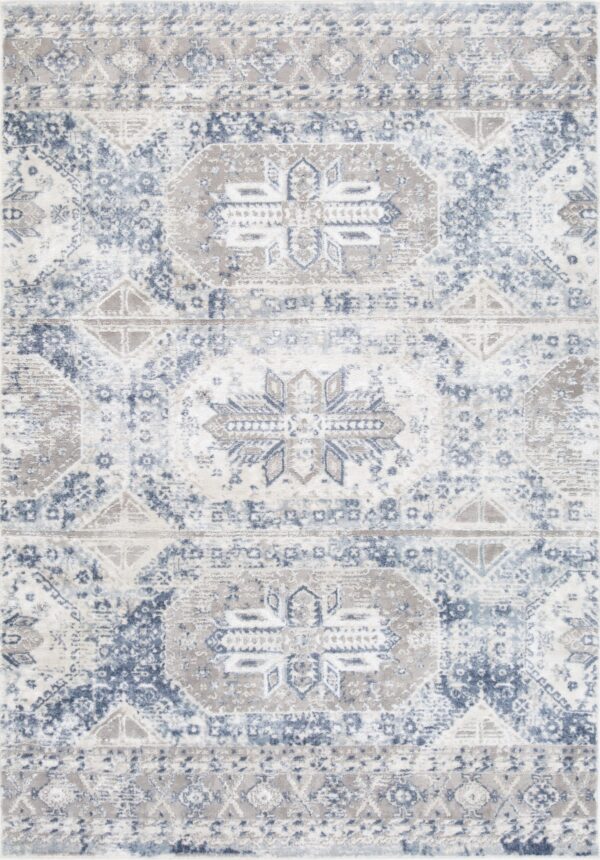 Grey and blue 5×8 area rug