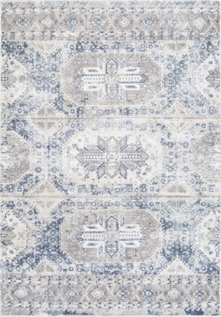 Grey and blue 5×8 area rug