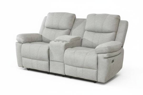 Beige power recliner love seat