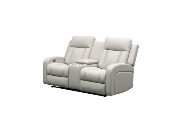 Beige power recliner love seat