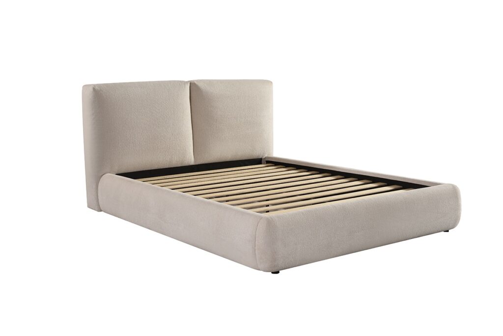 Beige queen bed frame